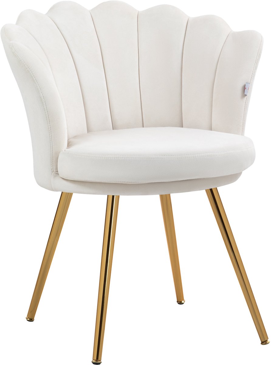 HOMCOM-Accentstoel - 100% Polyester Fluweel - 67x64x77cm - Crème