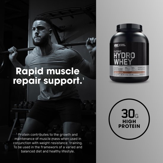 Optimum Nutrition Platinum Hydrowhey - Milk Chocolate Eiwitshake - 100% Whey Isolaat Proteine Poeder - 1600 gram (40 shakes) — afbeelding 5