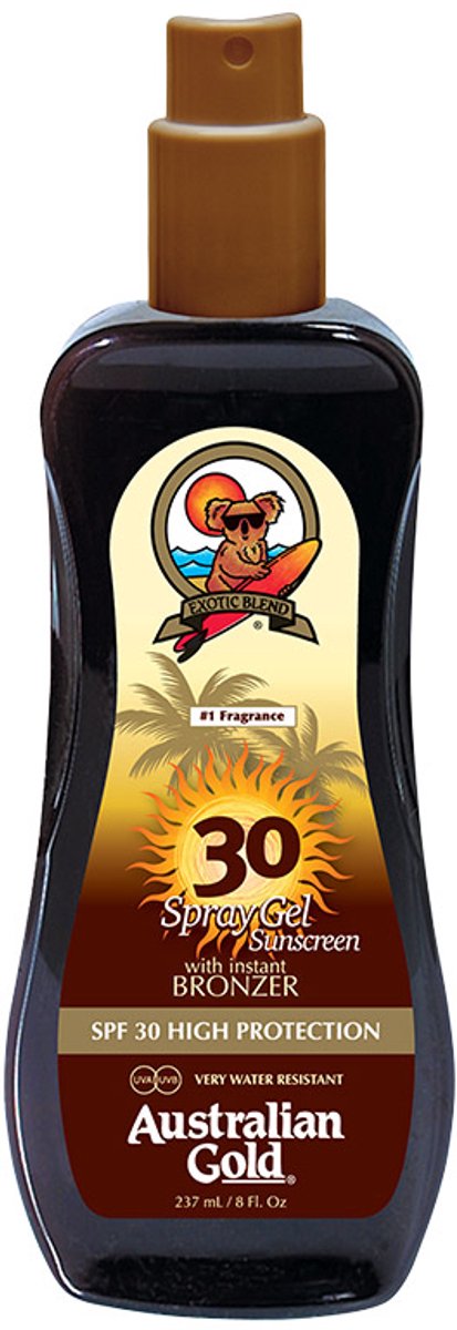 Goedkoopste Australian Gold SPF 30 Spray Gel met Bronzer - 237 ml - zonnebrandcrème
