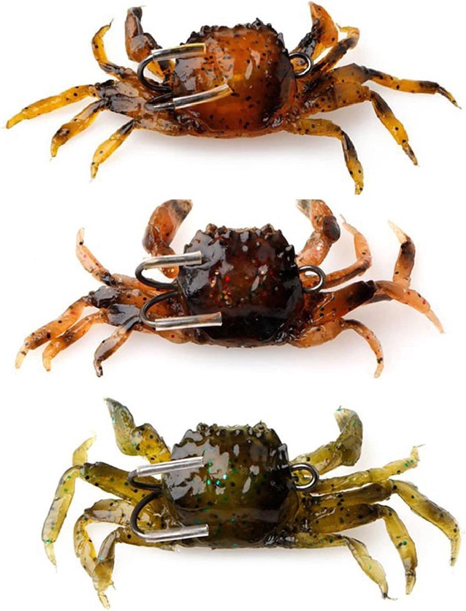 Allecto Plus - Vangstlok Krab Lokmiddel met Scherpe Haak Lokmiddel Krab Met Haak Simulatie Krab Lokmiddel Vistentuig Gesimuleerde 3D Krab Aas Met Scherpe Haken Geschikt Voor Zoet en Zout Water
