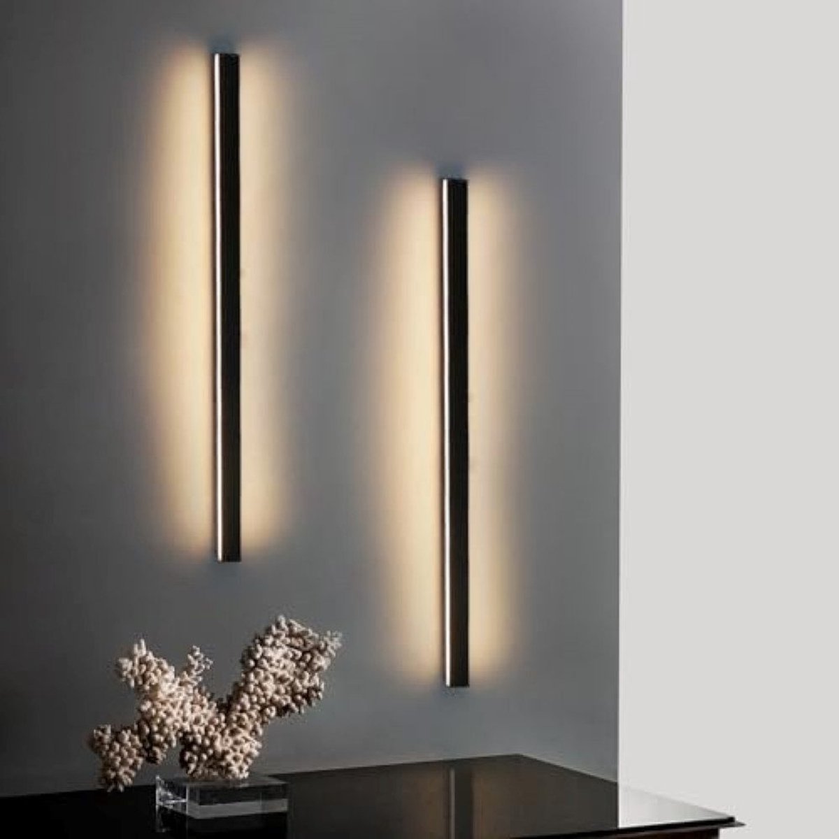 NETTLIFE Wandlamp Binnen LED - 2 Stuks - 60CM - zwart - moderne wandverlichting - 3000K Warm wit Licht - lange hal lamp 21W - Metaal - slaapkamer lamp - voor Woonkamer | Keuken | Hotel