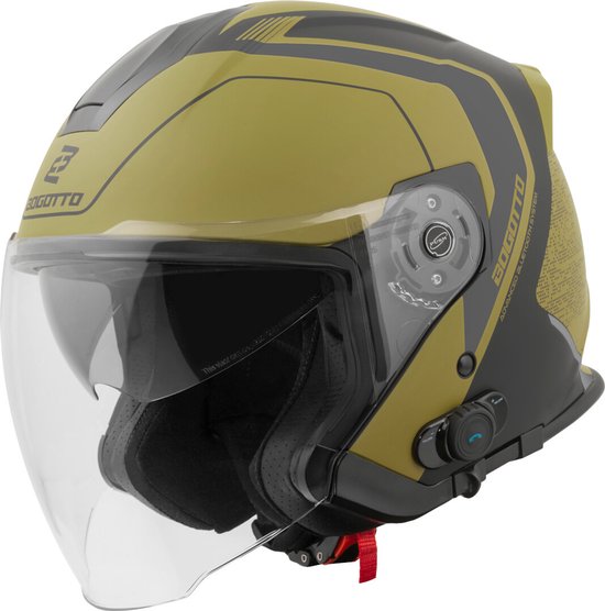 Bogotto V586 BT Casco Jet Con Bluetooth Integrato – Solido, Termoplastico, Con Visiera Parasole E Fodera Lavabile, Taglia M, Nero