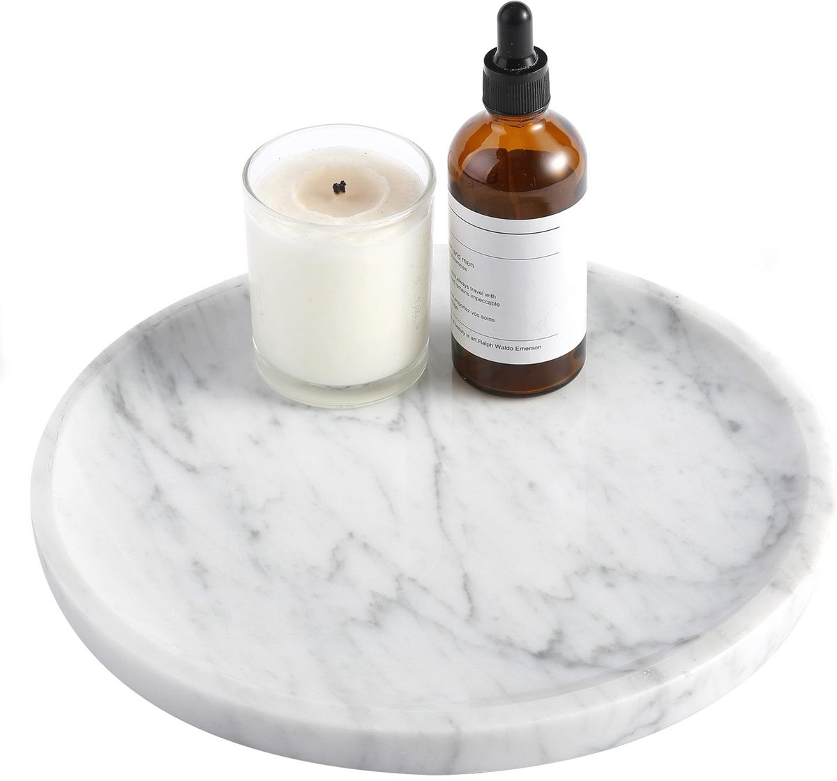 Ibenzoa® Elegant Rond Marmeren Dienblad voor Badkamer, Keuken en Woonkamer Decoratie