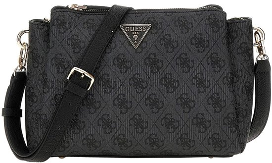 GUESS Sac à épaule bandoulière Noelle II Tri Comp Crossbody Bag Coal Logo Gris foncé