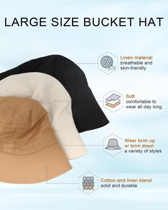 Bob XXL en lin - Grandes têtes - Kaki - Respirant