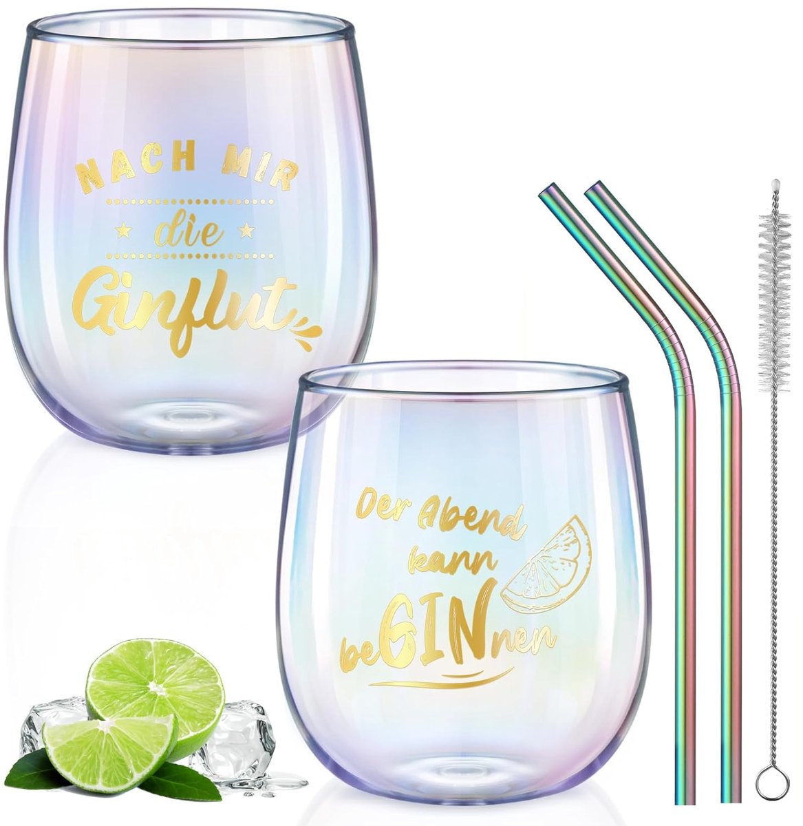 Kleurrijke gin tonicglazen - set van 2 - 450 ml