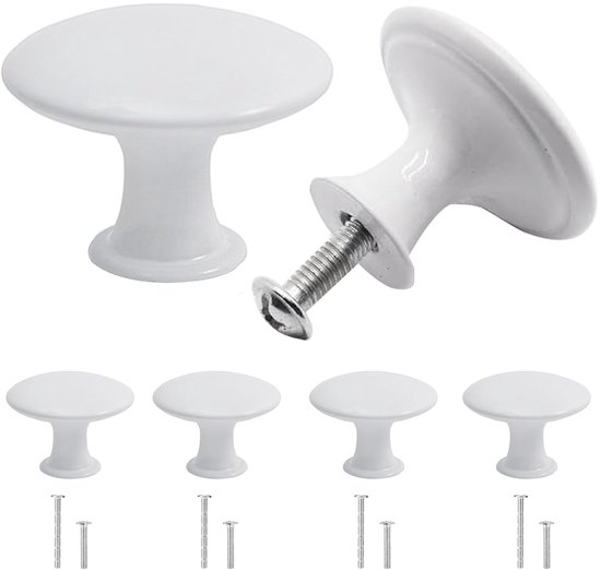 Ajuny Keramische Knoppen Vintage Zwart en Wit Handgeschilderde Pompoen en Ronde Kast Lade Handgrepen Set van 30