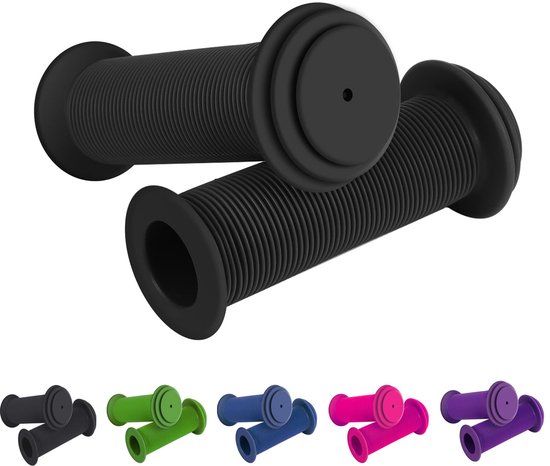 Platt Lot de 2 paires de poignées de guidon de vélo en caoutchouc coloré avec rubans pour draisiennes, scooters et BMX pour enfants