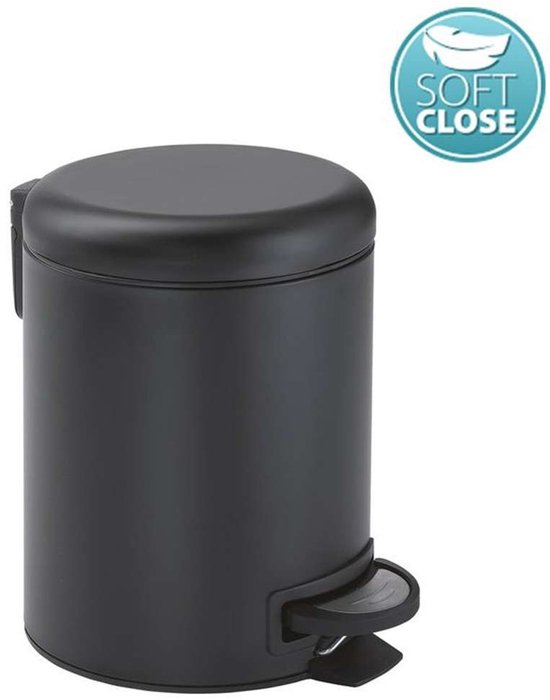 Sapho Gedy badkameraccessoires - Potty prullenbak 3l, SoftClose, mat zwart 320914