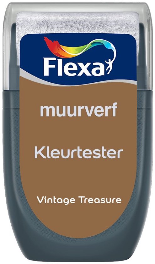 Flexa kleurtester muurverf "Vintage Treasure" met bruine kleur.