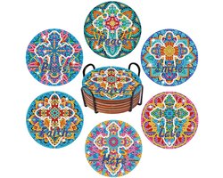 Valdivia Diamond Painting Onderzetters met Houder, 6 Mandala Kruis Diamant Schilderij voor Volwassenen Kinderen Beginners, DIY Diamond Painting Sets, Creatieve Knutselbenodigdheden en Woondecoratie Cadeaus