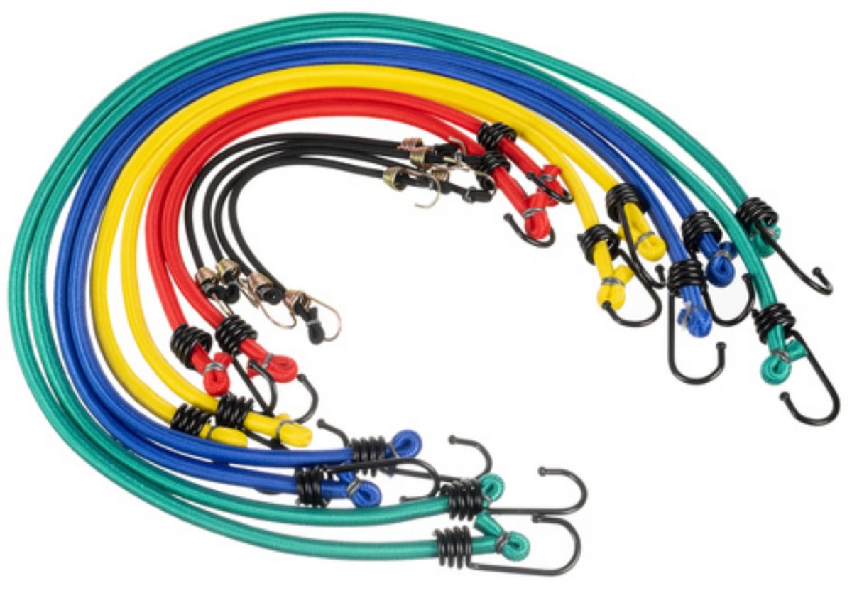 Xtrobb Bagagespinnen - 12x stuks - spanelastiek - multicolor - transportriemen