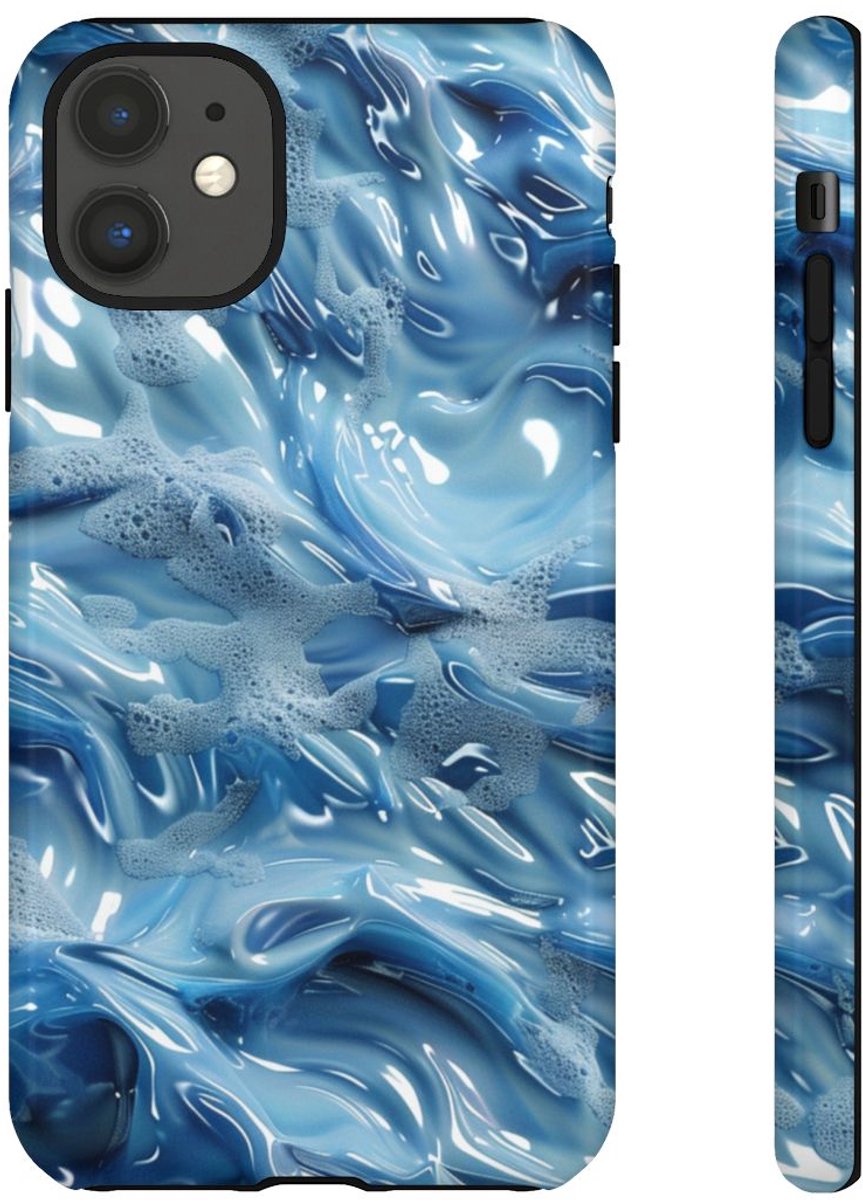Blauw Abstract Golvend Patroon – Telefoonhoesje Geschikt voor iPhone 11