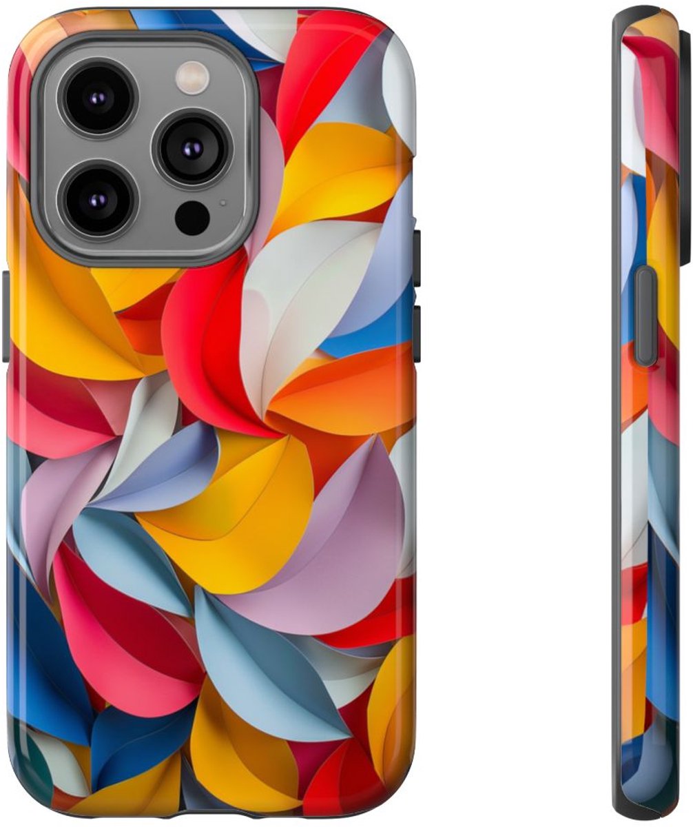 Kleurrijk Papieren Bladpatroon – Telefoonhoesje Geschikt voor iPhone 14 Pro