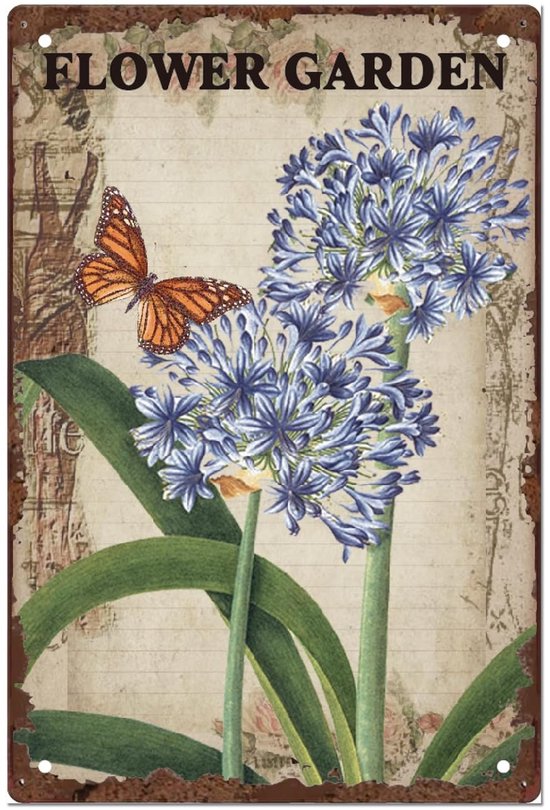 Vintage tinnen bord - decoratie - 1 stuk - 20x30 cm - ijzer