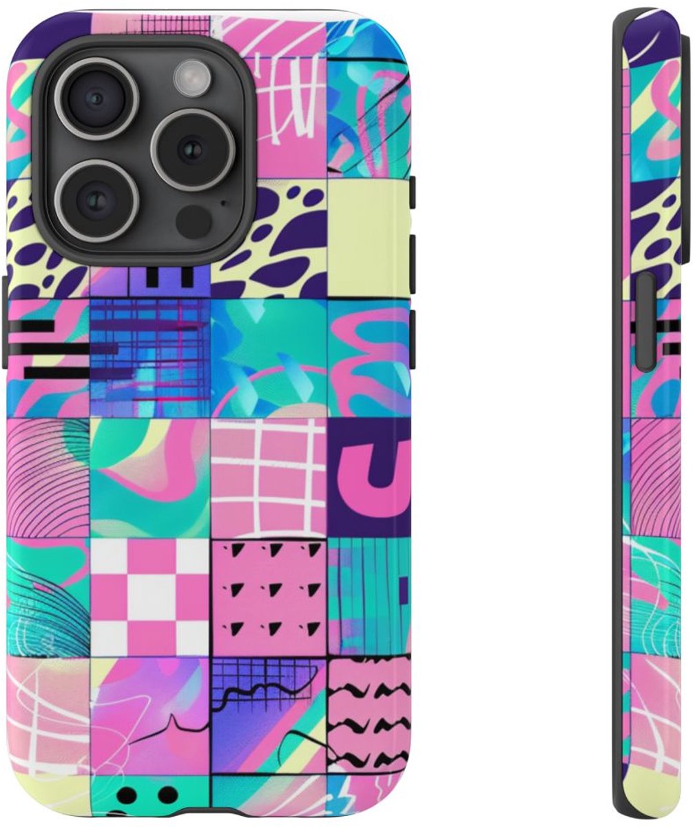 Kleurrijk Abstract Geometrisch Patroon – Telefoonhoesje Geschikt voor iPhone 15 Pro