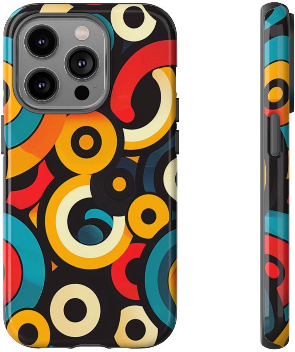 Kleurrijk Abstract Cirkelpatroon – Telefoonhoesje Geschikt voor iPhone 14 Pro