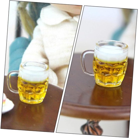 Realistische Mini Bier Mokken Modellen - 6 stks Miniatuur Bier Cups - Foto Rekwisieten voor Decoratieve Miniatuur Mokken van TOYANDONA — afbeelding 4