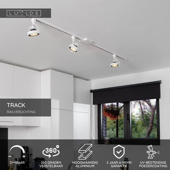 Lucide TRACK DORIAN Rail spot - Système Rail monophasé / Éclairage sur rail - 1xES111 - Wit (Extension)