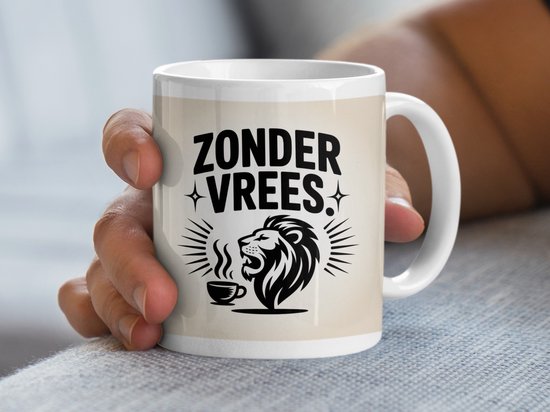 Zonder Vrees Lion Mug, Fearless Lion Coffee Cup, Dutch Quote Mug, Motivatonal Lion Design Mug, Gift Idea