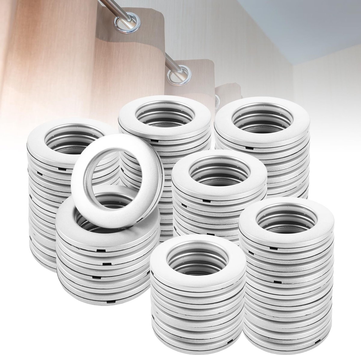 50 Stuks Gordijnringen - Acryl Oogringen 40 mm - Voor Gordijnroede - Zilver