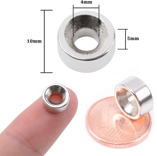 Neodymium magneten vierkant, met verzonken gat