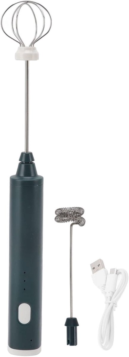 Mini Wireless Electric Stirrrer Multifunctional Electric Egg Beater with 3 Modes and 2 Egg Beater Heads for Milk Coffee (Blackish Green)