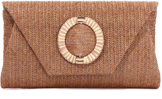 CORIOS Dames Stro Geweven Tas Franje Clutch Avondtas Bruid Schouder