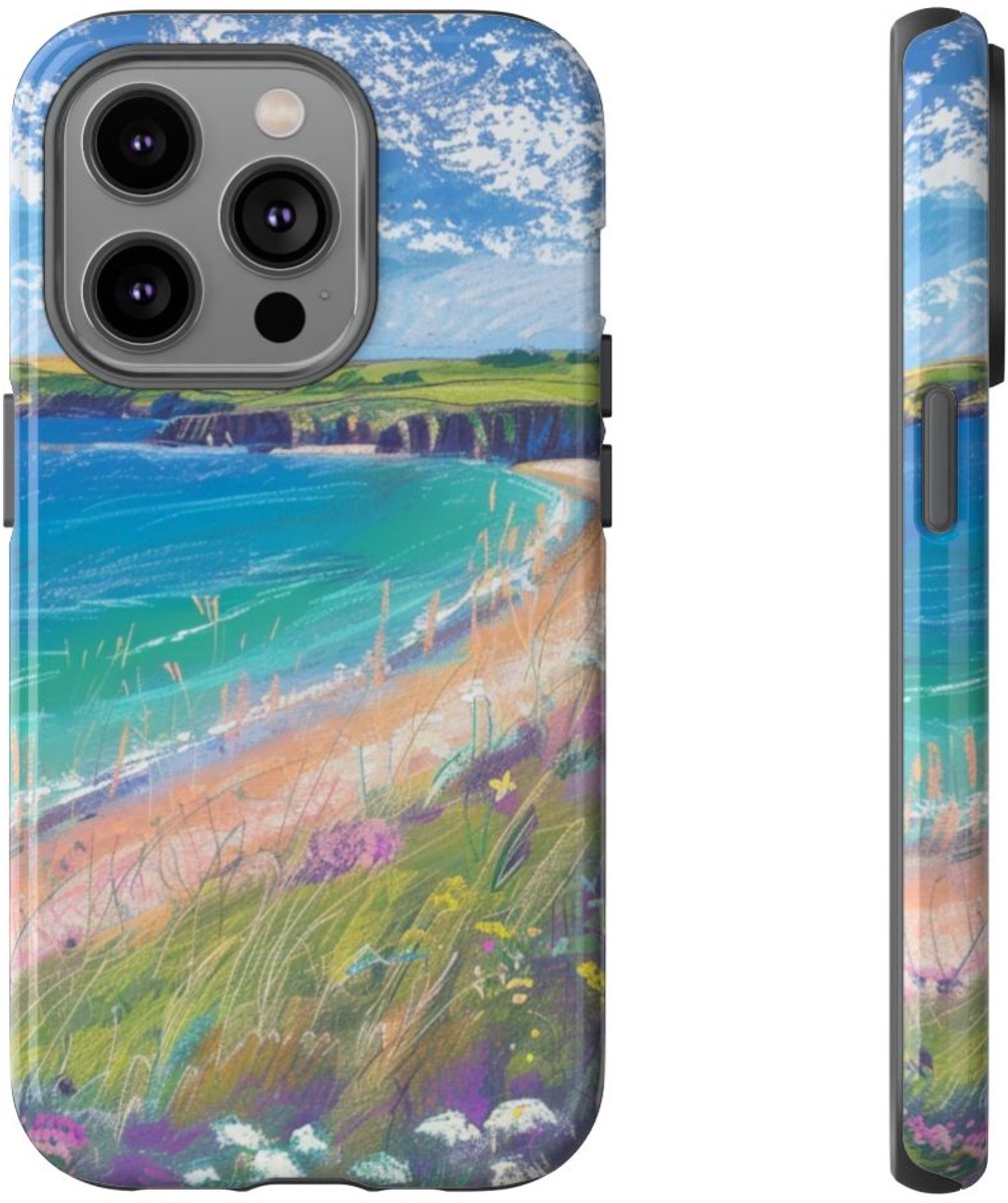 Kustbloemen en Strandlandschap – Telefoonhoesje Geschikt voor iPhone 14 Pro