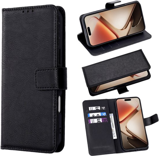 Étui Casemania pour Samsung Galaxy A17 5G - Zwart - Bookcase portefeuille avec porte-cartes et fonction support