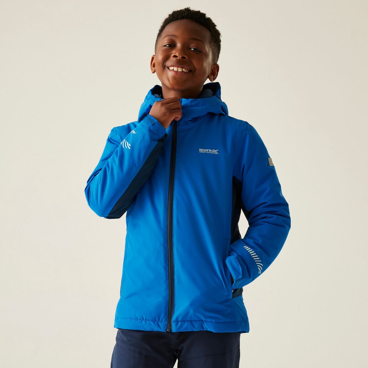 Hurdle waterdichte ademende isolerende jas met capuchon voor kinderen Blauw