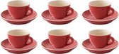 Palmer - Cappuccino kop en schotel - Colors - 18 cl - Rood - Porselein - Koffiekopjes - 6 stuks