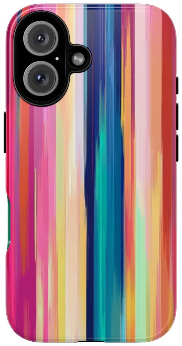 Levendige Verticale Strepen Abstracte Kunst – Telefoonhoesje Geschikt voor iPhone 16
