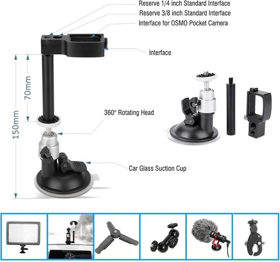 Camera Autobeugel 1/4 3/8 Inch Interface Autohouder Voorruit Beugel Stand Zuignapset voor OSMO Camera 2 Accessoires 2 Autohouder