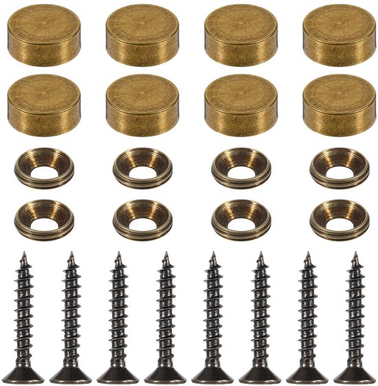 8 stuks messing schroeven met afdekkap - decoratieve zelftappende sierdoppen - schroeven voor meubelkasten, kasten, deuren en ramen - spiegelschroeven voor spiegels (12 mm)