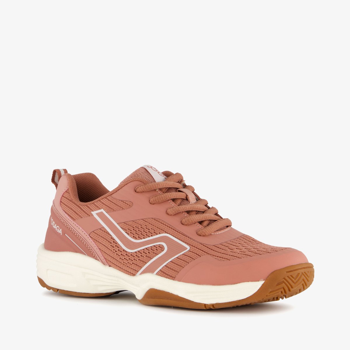 Roze Osaga meisjes zaalschoenen maat 33, met imitatieleer en uitneembare zool, geschikt voor indoor sporten.