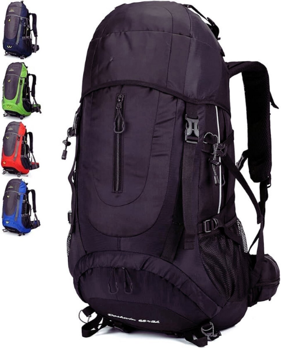 Thuys – 70L Outdoor Rugzak – Grote Hikingrugzak – Voor Trekking – Kamperen & Wandelen – Zwart
