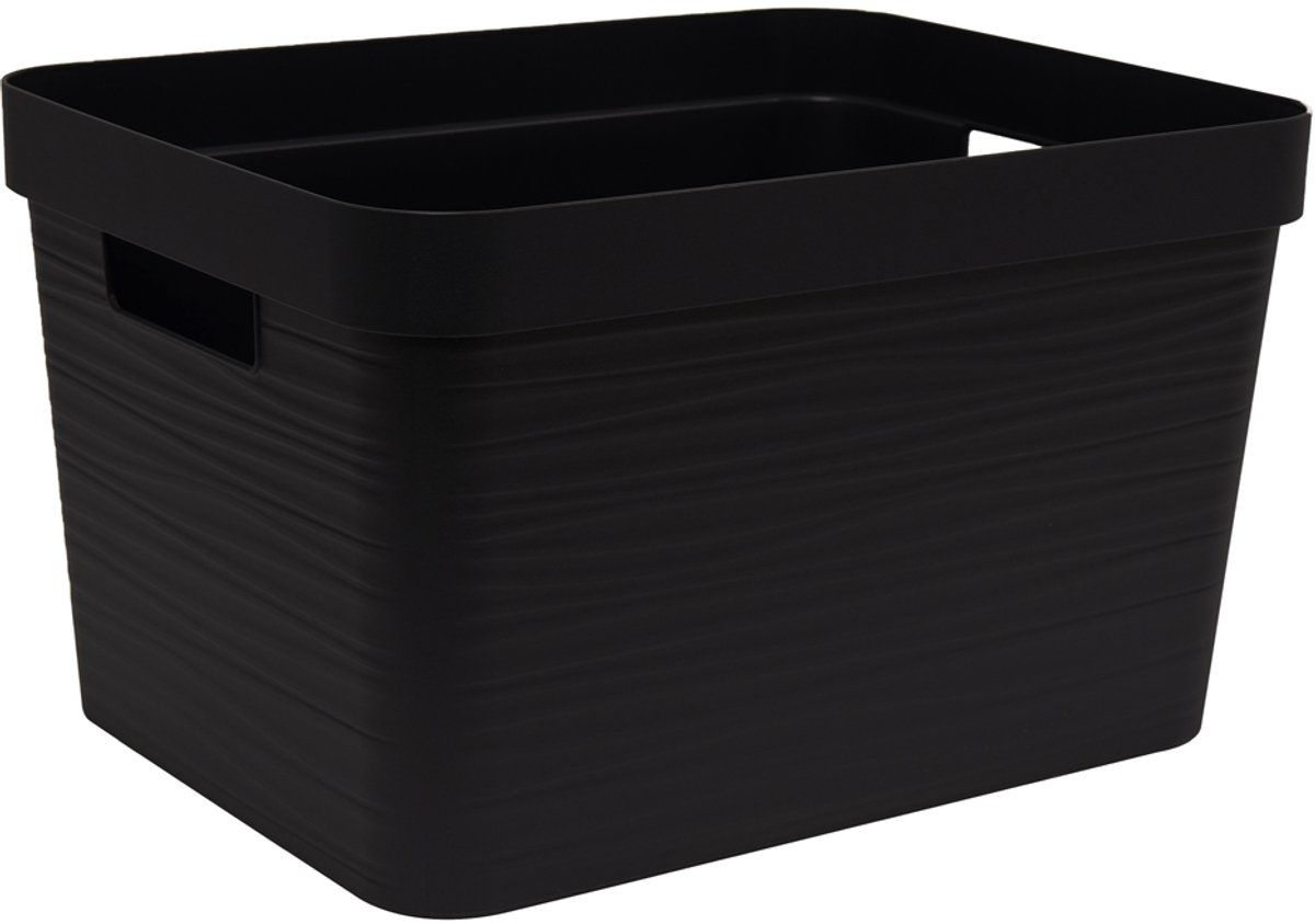 Decor Stone opbergdoos 6 L - Zwart - 29,2 x 18,8 x 13,2 cm - EDA PLASTIC