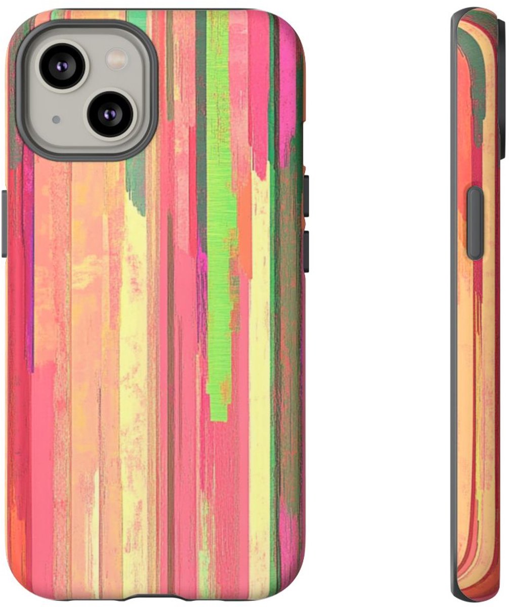 Levendige Verticale Strepen Abstracte Kunst – Telefoonhoesje Geschikt voor iPhone 14