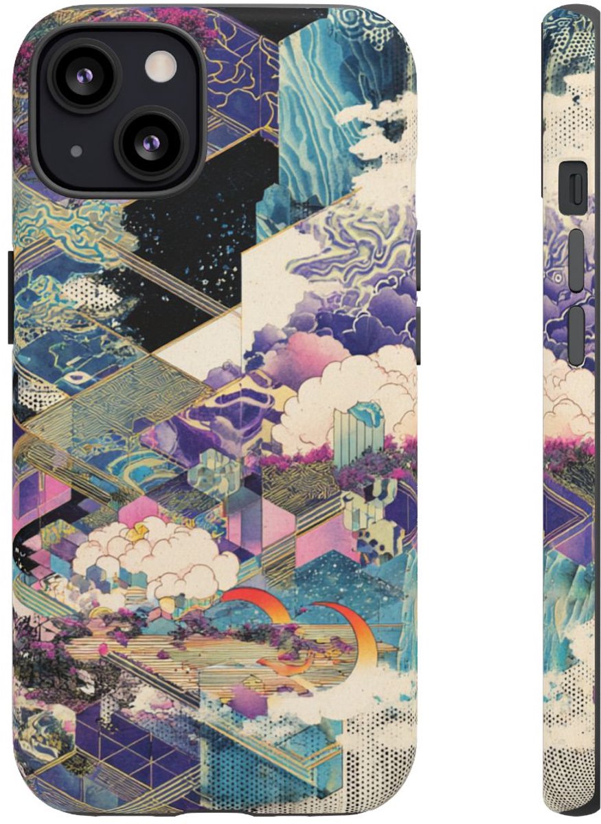 Abstracte Geometrische Natuurtaferelen – Telefoonhoesje Geschikt voor iPhone 13
