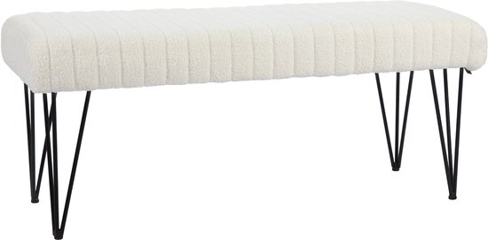 HOMCOM-Eindbank-118,5x46x49,5cm-Polyester-Crème
