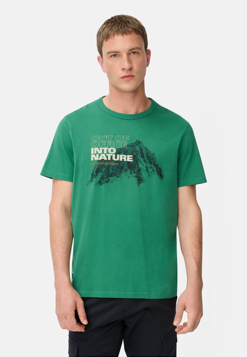 camel active T-shirt met ronde hals van puur katoen - Maat menswear-XXL - Dennengroen