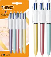 BIC 4 Kleuren Pen met Pareldesign - Balpen - Parel Design - Pennen - Medium Punt (1mm) - Pennen - Pearl - 5 Stuks