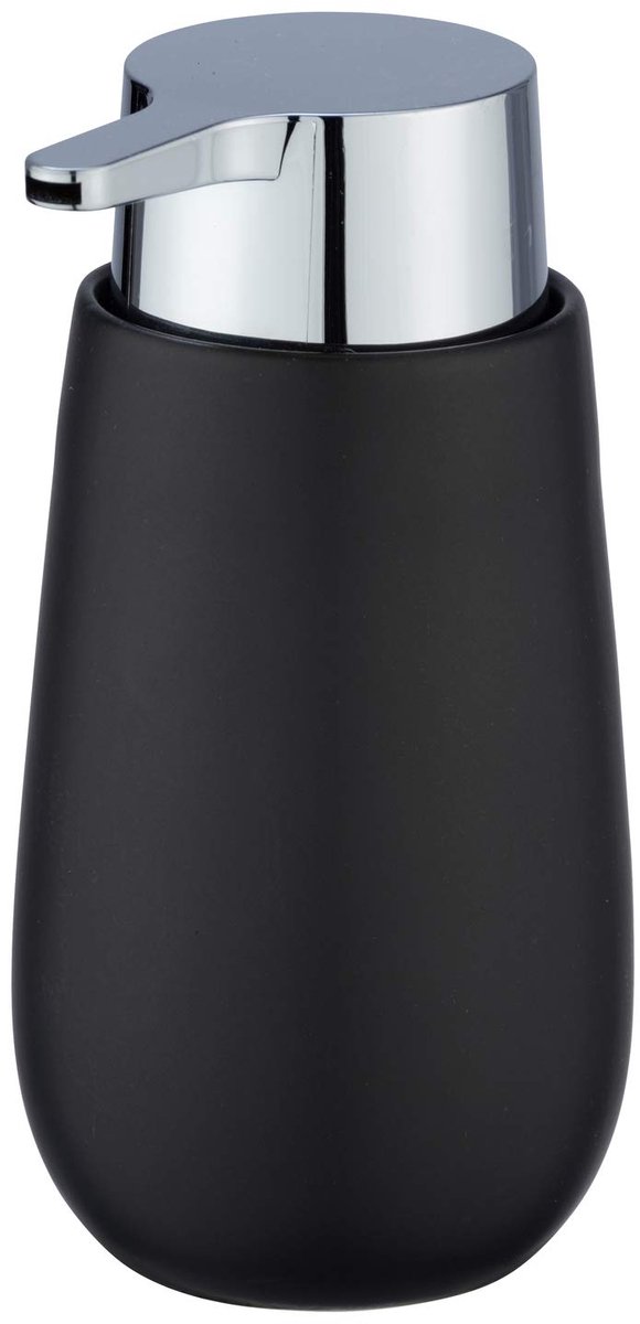 Ibenzoa® Stijlvolle zwarte keramische zeepdispenser voor badkamer en keuken, gemakkelijk navulbaar, 320 ml inhoud
