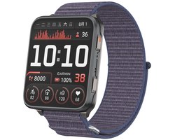 Strap-it Nylon bandje 24mm met klittenbandsluiting - geschikt voor de grote Garmin Venu X1 (donkerblauw)