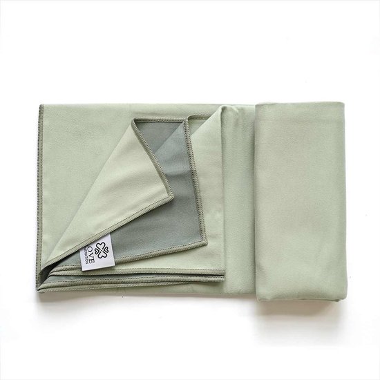 Love Generation ● Yoga Handdoek ● Tweezijdig ● Anti Slip ● Sage & Donkergroen van Merkloos — afbeelding 2