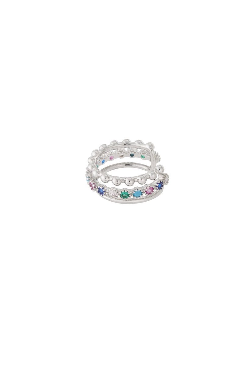 Bijoutheek Earcuff Trio Steentjes Multi Goud