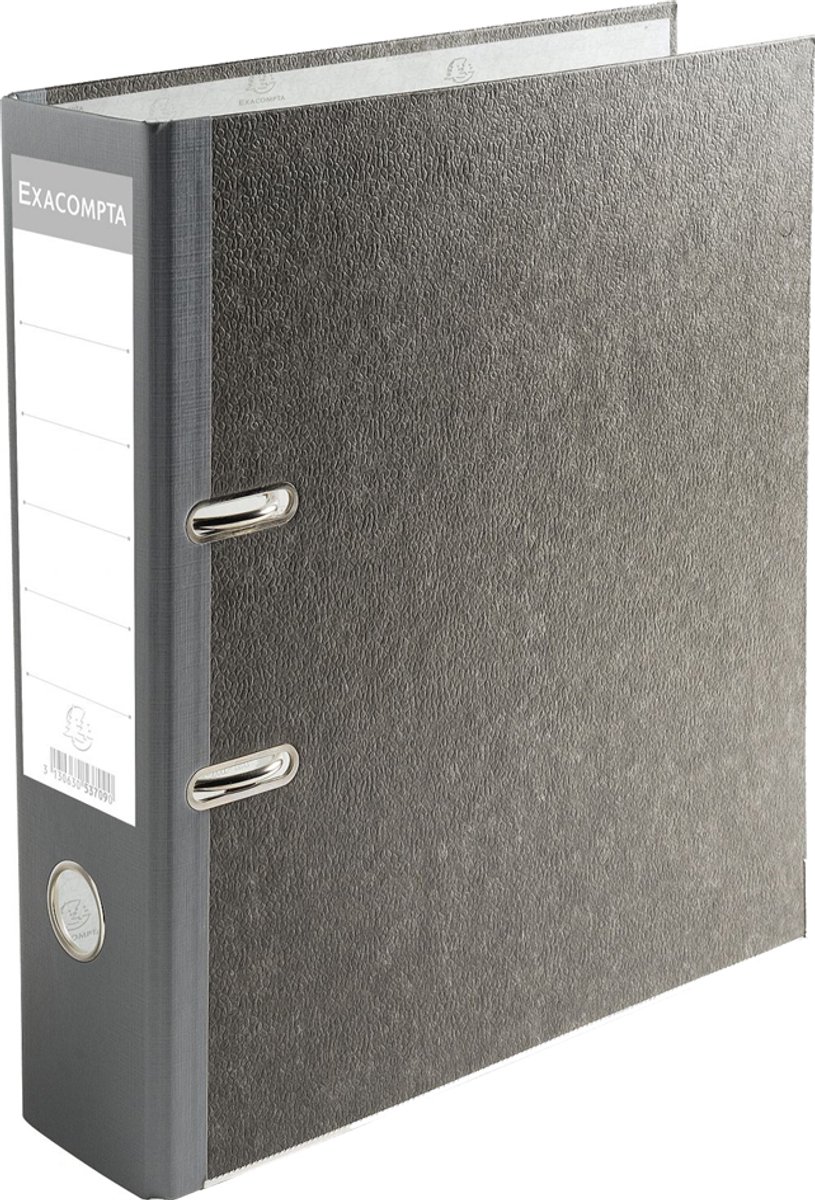Exacompta Ordner met hefboom in grijs gemarmerd karton rug 70mm - met perforator - A4 - Grijs-Grijze rug - 52070E