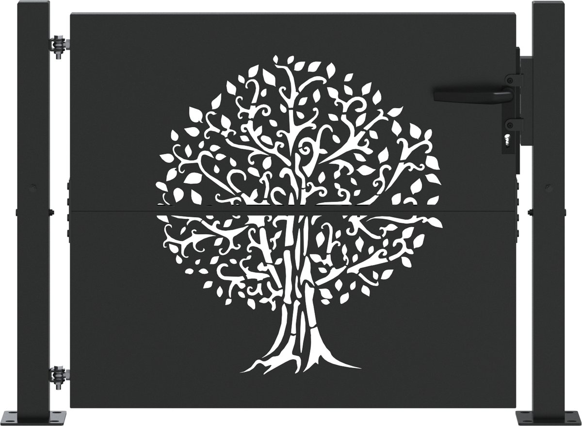 vidaXL - Tuinpoort - met - slot - Zwart - 110 - x - 105 - cm - Poedercoated - staal