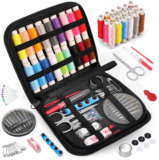 Naaiset - 95-delig naaisetje – Naaidoos – Luxe Naaibox – Naaien – Naai set – Reisset – Beginners & Professionals – Incl. Garen, Schaar, Naalden & Accessoires